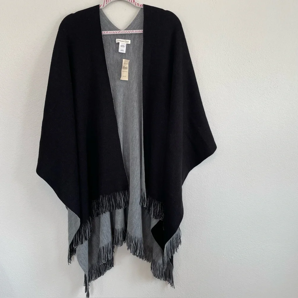 Coldwater Creek Black and Light Gray Reversible Shrug